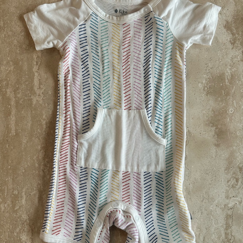 Kyte Baby Rainbow Herringbone Shortall 12-18
